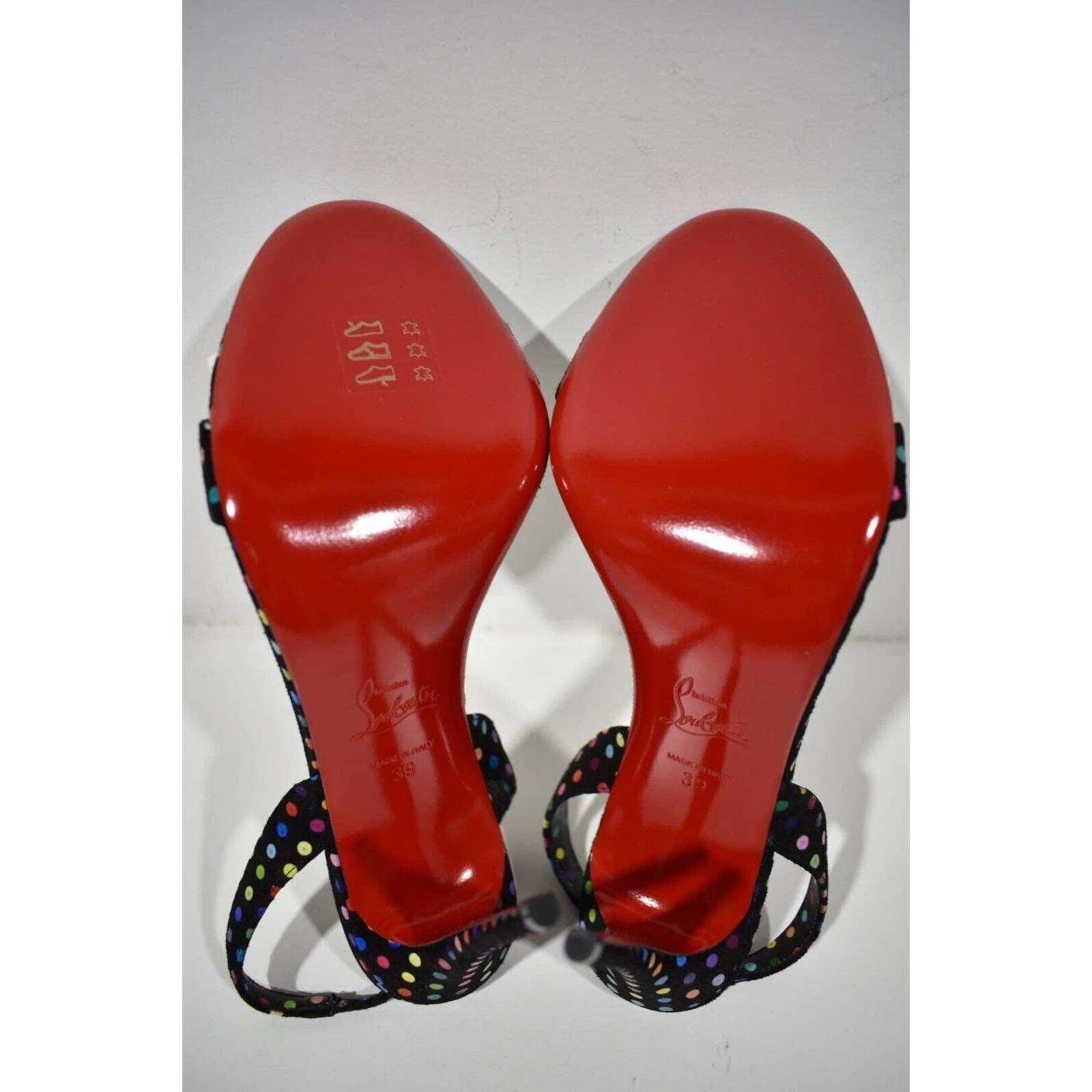 Christian Louboutin O Marylin 100 Black Polka Dot Slingback Sandal Heel Pump 39 Size US 9 / IT 39 - 12 Thumbnail