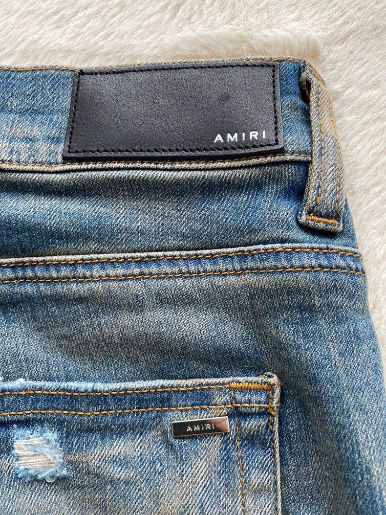 Amiri Amiri Washed blue destroy logo applique jeans 2502-Nextarro Size US 38 / EU 54 - 3 Thumbnail