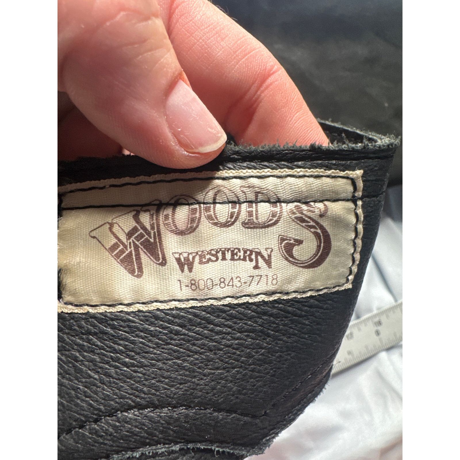 Other Wood’s Western Leather Fringe Show Chaps Slim Fit 29” Waist Size ONE SIZE - 9 Thumbnail