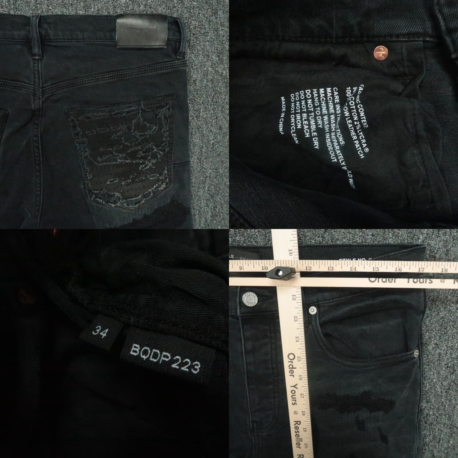 J Brand Purple Brand Jeans Mens 34x31 Black Distressed Faded P001 5 Pocket Button Fly Size US 34 / EU 50 - 8 Thumbnail