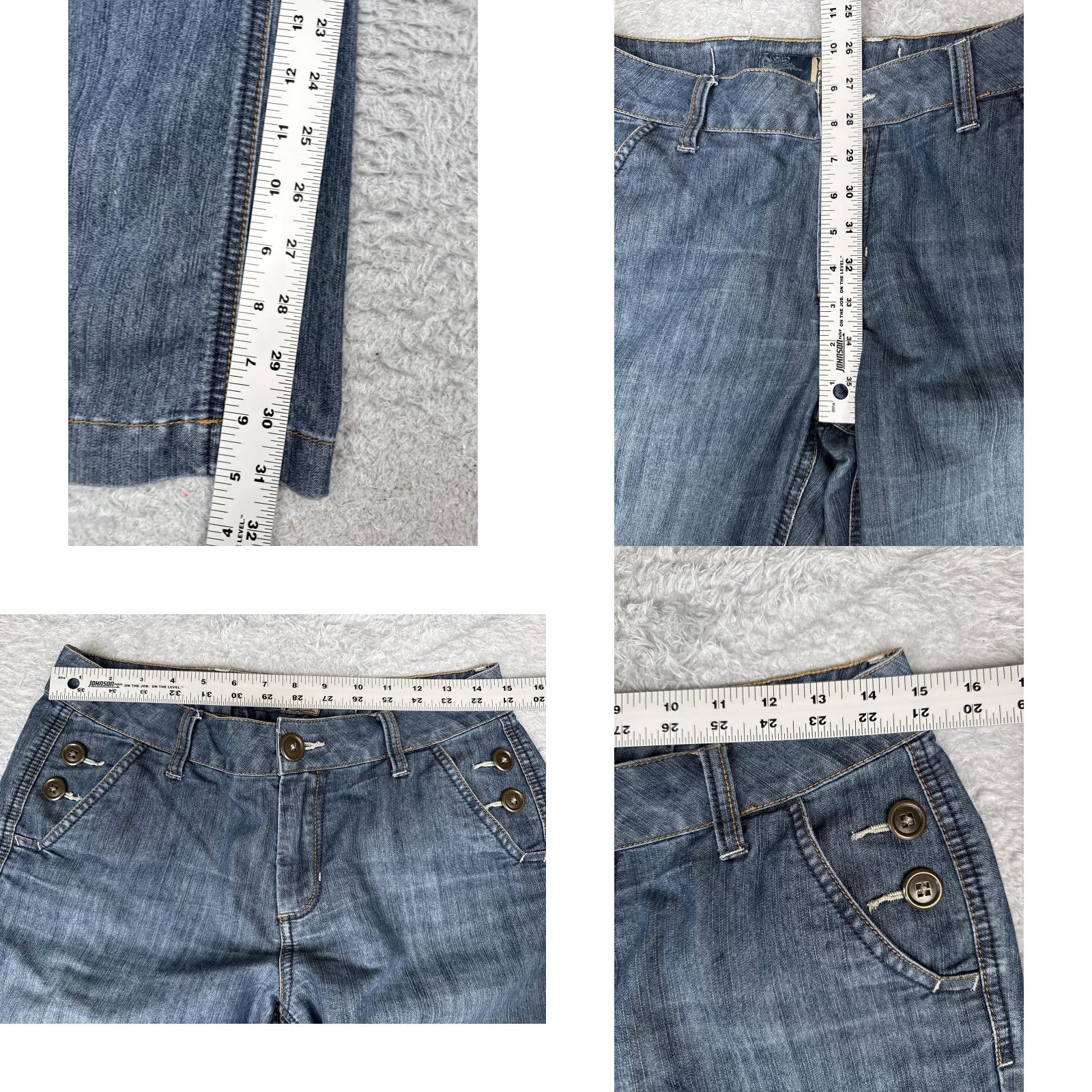Denime Beau Jeans Womens 8 Wide-Leg Denim Blue Medium Wash Mid Rise Relaxed Stretch 28x32 Jeans Size 30" / US 8 / IT 44 - 8 Thumbnail