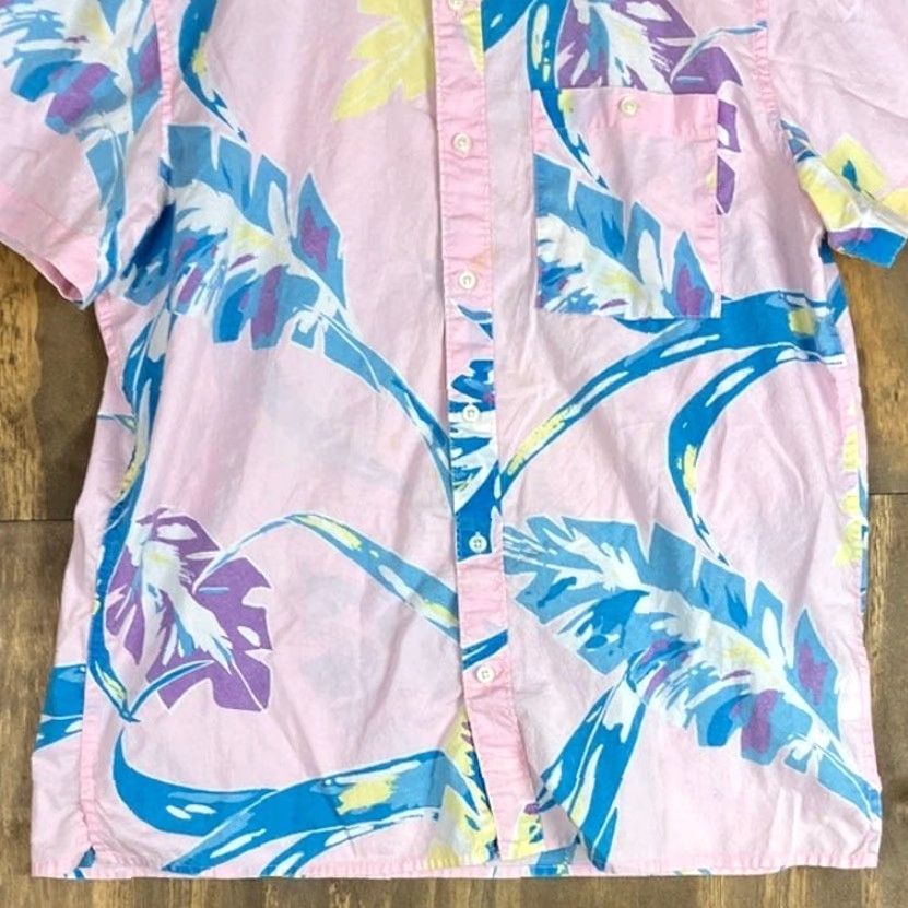 Vintage American Eagle Shirt Mens Button-Down 100% Cotton Pink Blue Floral Short Sleeve L Casual, Workwear, Travel Mens Size US L / EU 52-54 / 3 - 3 Thumbnail