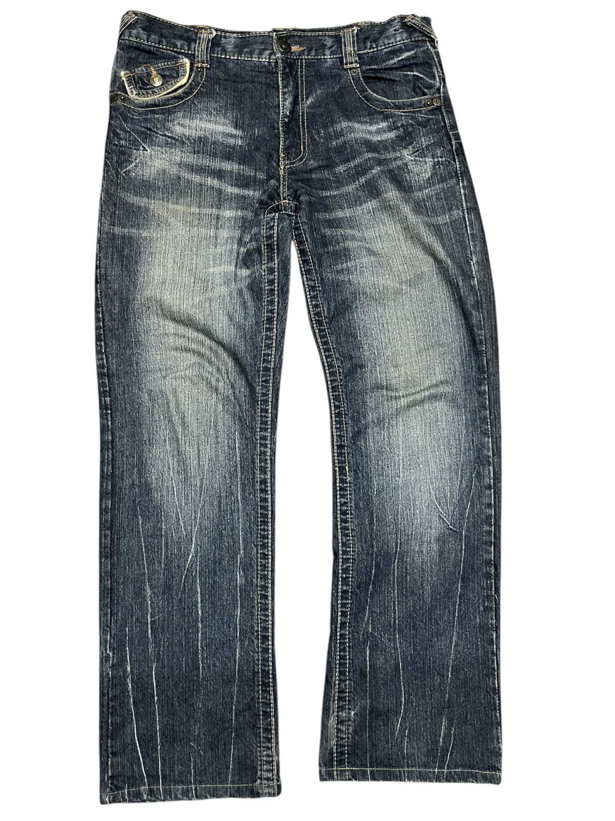 Tornado Mart 💥Japanese Brand BACK RUSH Mini Flare Jeans Size US 33 - 2 Thumbnail