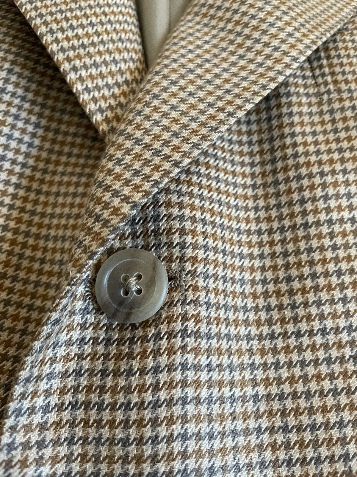 Ermenegildo Zegna × Vintage Houndstooth Check Silk & Camelhair Jacket Size 38R - 6 Thumbnail