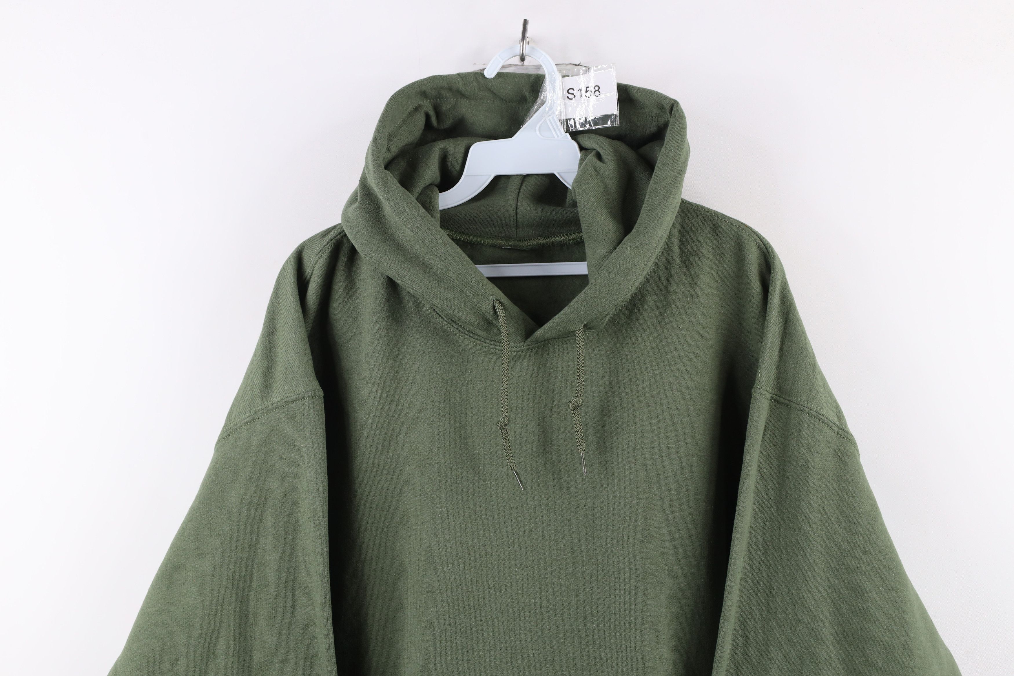 Vintage Vintage 90s Streetwear Blank Hoodie Sweatshirt Moss Green Size US L / EU 52-54 / 3 - 2 Thumbnail