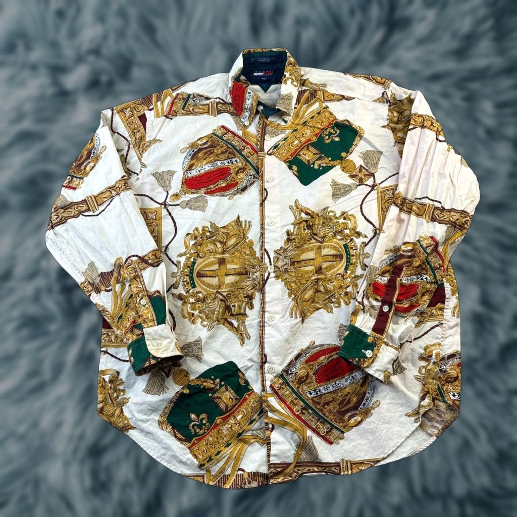 Tommy Hilfiger VINTAGE Tommy Hilfiger Shirt Mens Medium All Over Print Crest Size US M / EU 48-50 / 2 - 1 Thumbnail