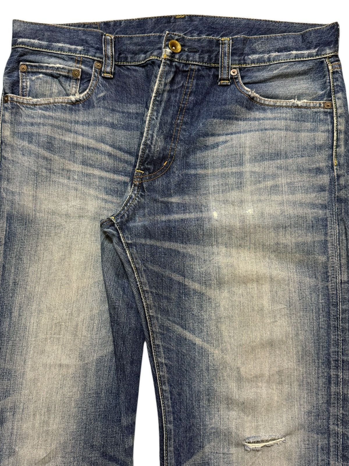 Uniqlo Vintage Y2K Japanese Uniqlo Faded Whisker Straight Wide Leg Size US 34 / EU 50 - 3 Thumbnail