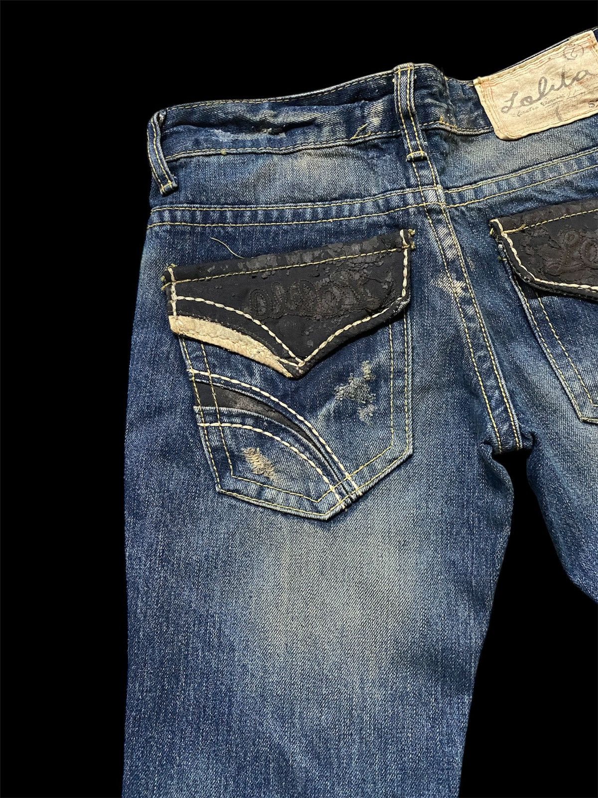 Japanese Brand Flare Jeans Japan Lolita Washed Distressed Jeans Size US 28 / EU 44 - 4 Thumbnail