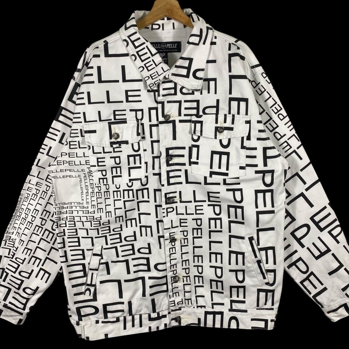 Marc Buchanan Vintage Pelle Pelle Marc Buchanan Full Print denim Jacket Size US XL / EU 56 / 4 - 4 Thumbnail