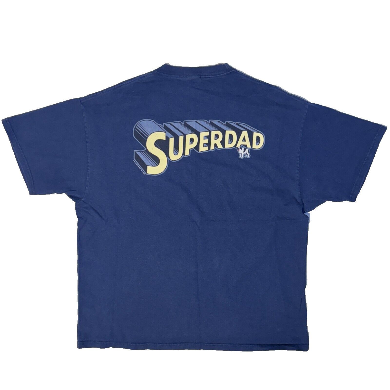 Y2K Big Dogs Superdad Superman Parody Tee XL Blue Vintage Gr