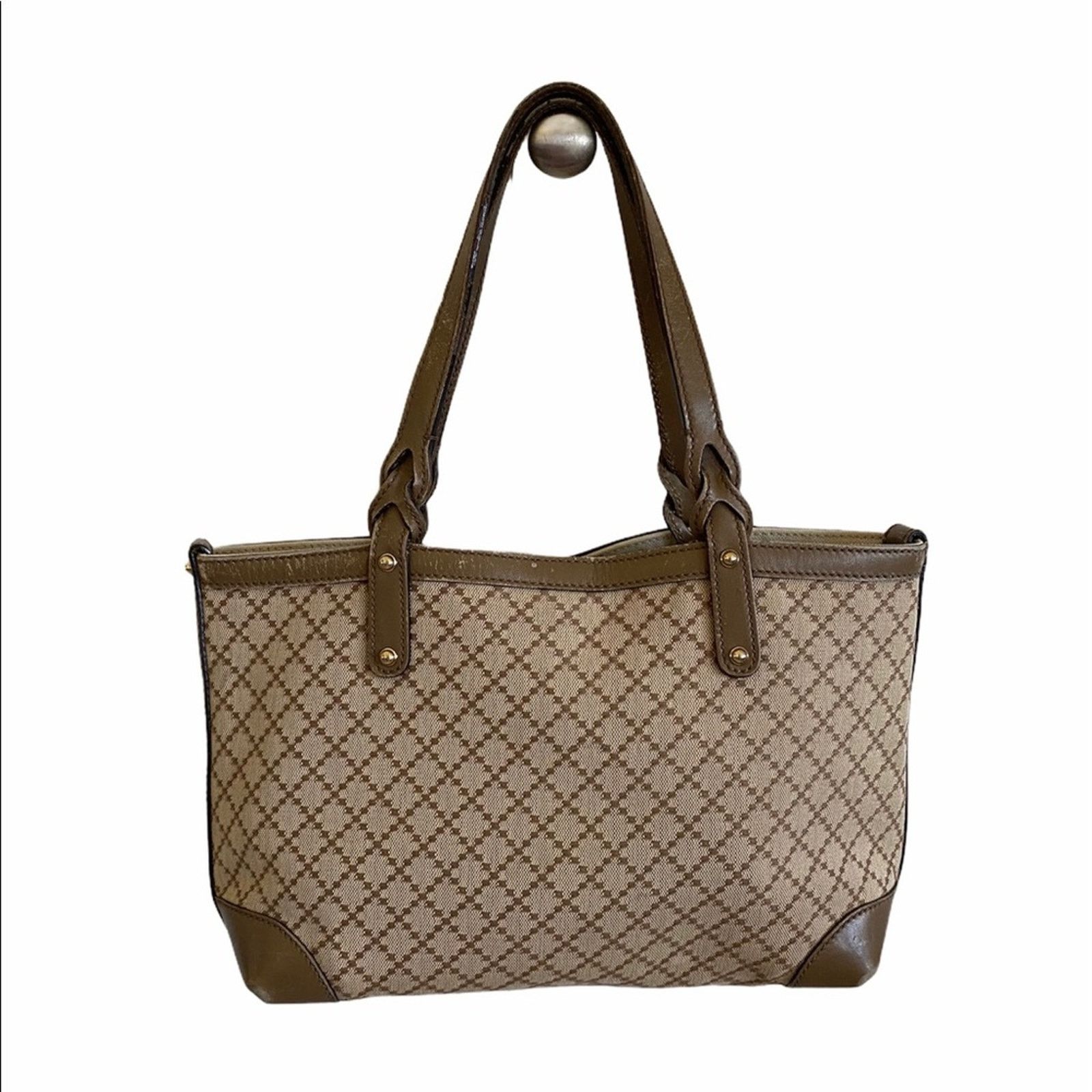 Gucci Gucci Diamanté Brown Canvas Leather Mini Tote & Pouch Size ONE SIZE - 4 Thumbnail