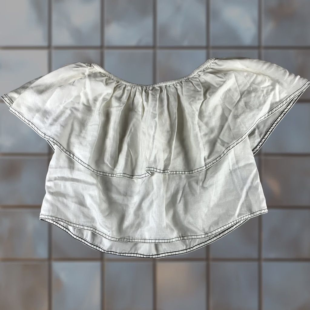 Zara Zara Woman Blouse White Off The Shoulder XS Premium Denim Collection Size XS / US 0-2 / IT 36-38 - 1 Thumbnail