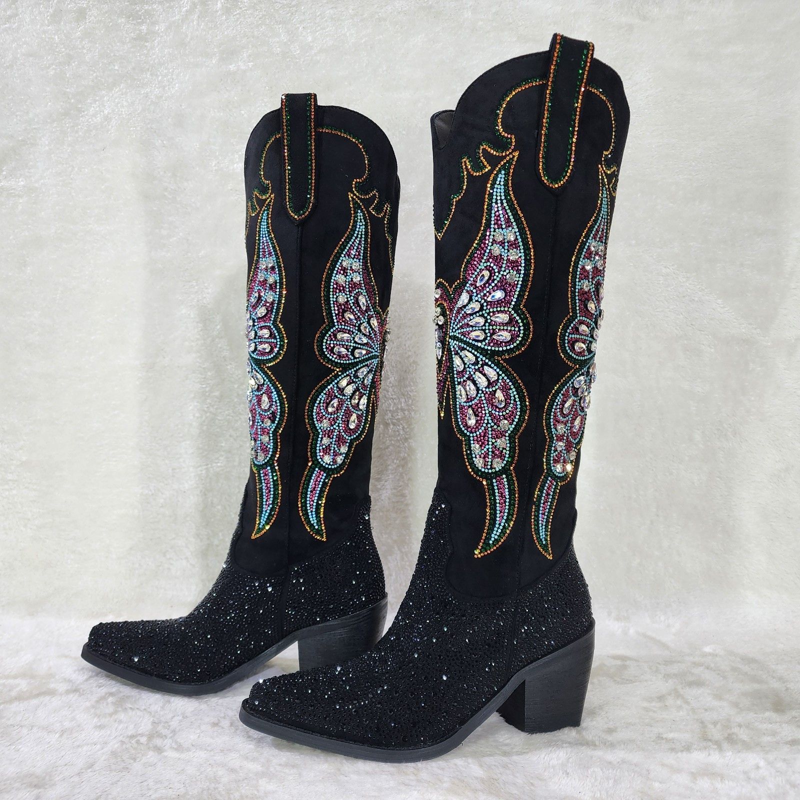 Other Fantasy Rider Country Western Cowgirl Knee Boots Rhinestones Size US 11 / IT 41 - 1 Thumbnail