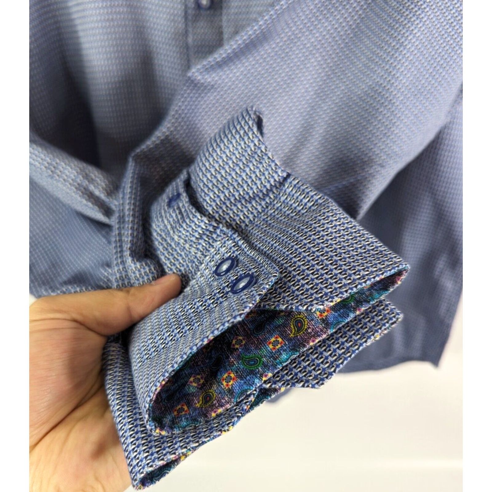 Robert Graham Robert Graham Shirt Button-Up Long Sleeve Paisley Purple Blue Men's XL Size US XL / EU 56 / 4 - 3 Thumbnail