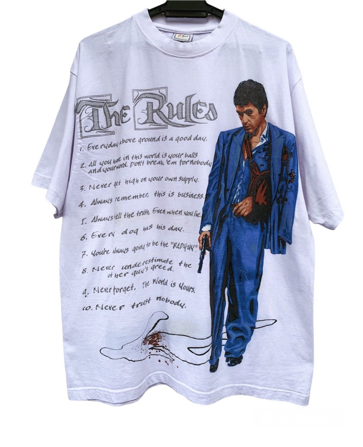 image of Archival Clothing x Movie Vintage Scarface Al Pacino Iconic Movie Tee in White, Men's (Size XL)