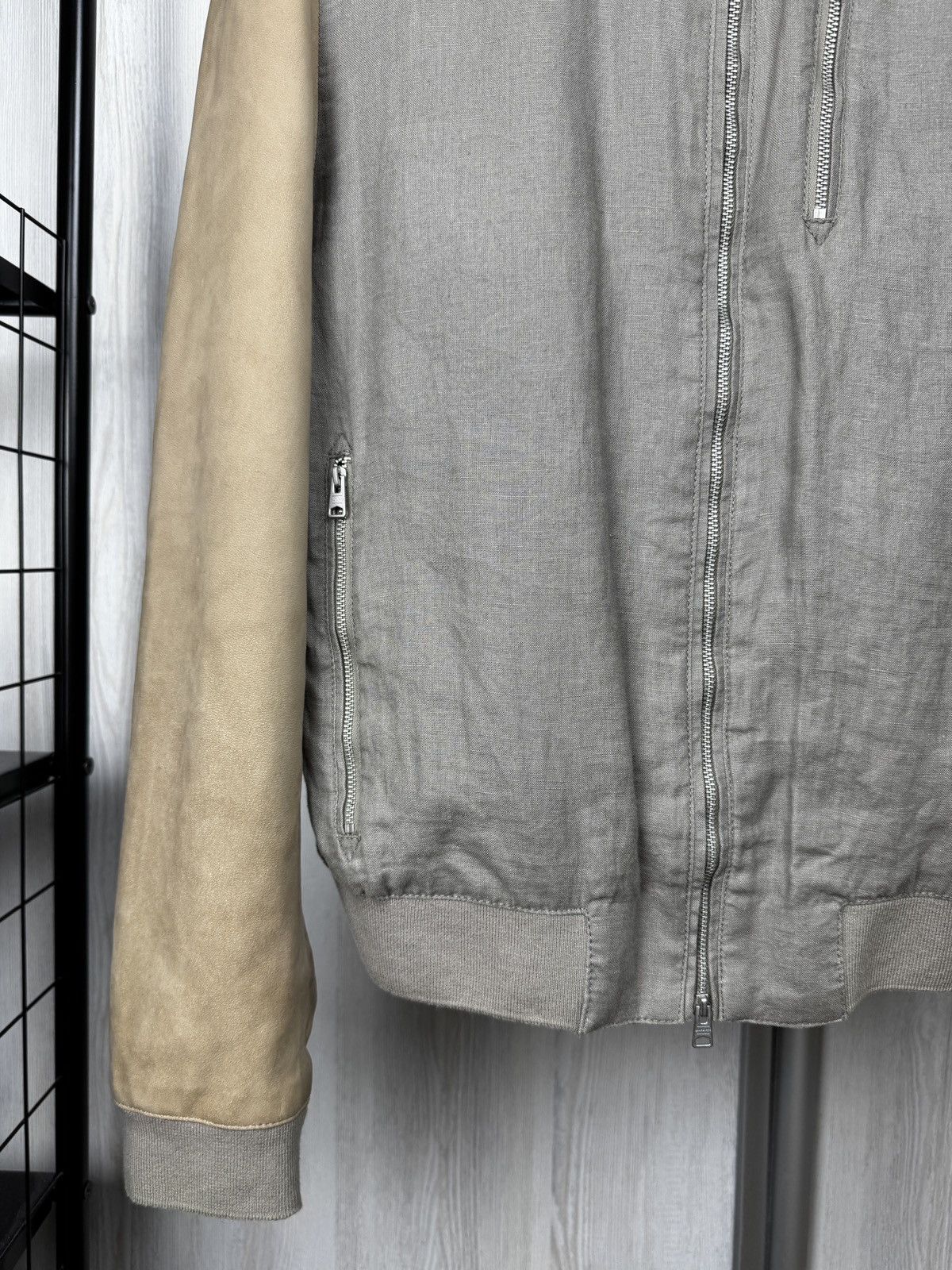 Allsaints Allsaints linen sheep leather sleeves grey beige bomber jckt Size US M / EU 48-50 / 2 - 4 Thumbnail