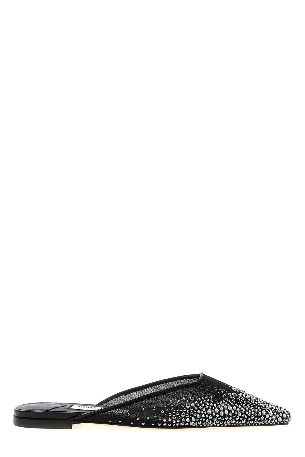 JIMMY CHOO Vivi Crystal Jewel Black Mesh Mules New