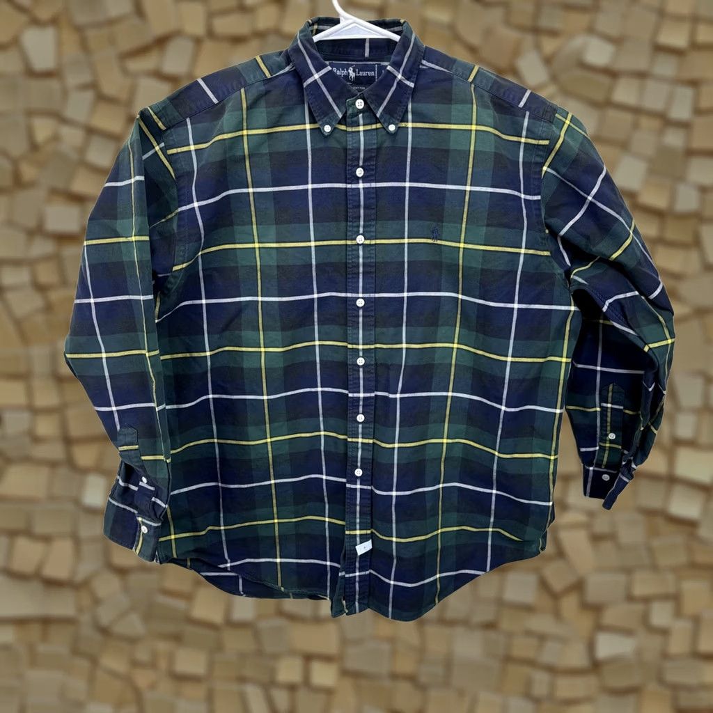 Ralph Lauren Ralph Lauren Shirt Mens Large Blue Green Plaid Button-Down Cotton Pony Logo Shirt Size US L / EU 52-54 / 3 - 1 Thumbnail