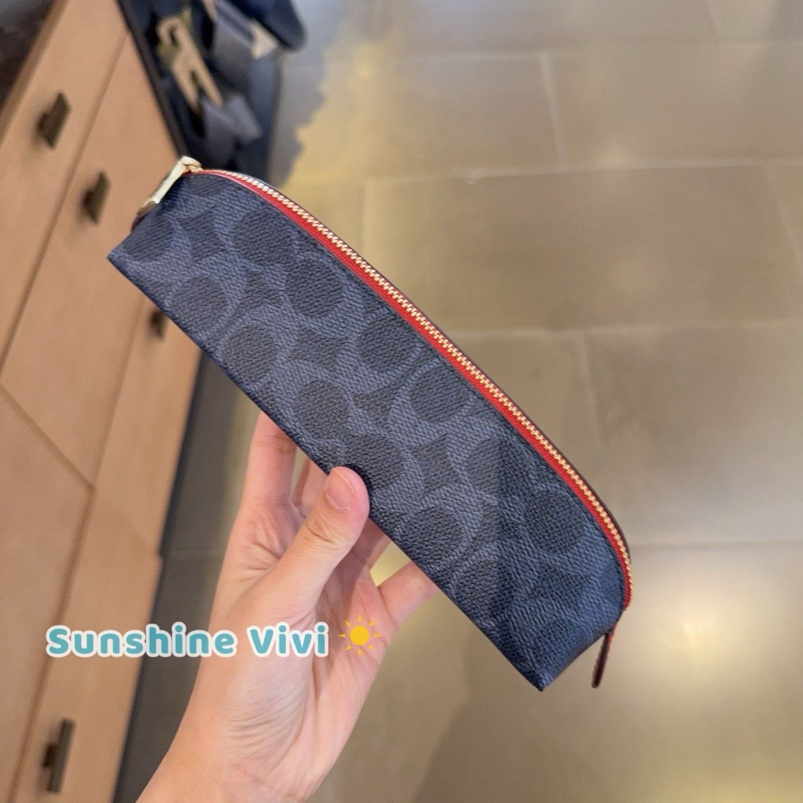 Coach NWT Coach Pencil Case Cosmetic CZ206 IM/Denim/Bold Red Size ONE SIZE - 1 Thumbnail