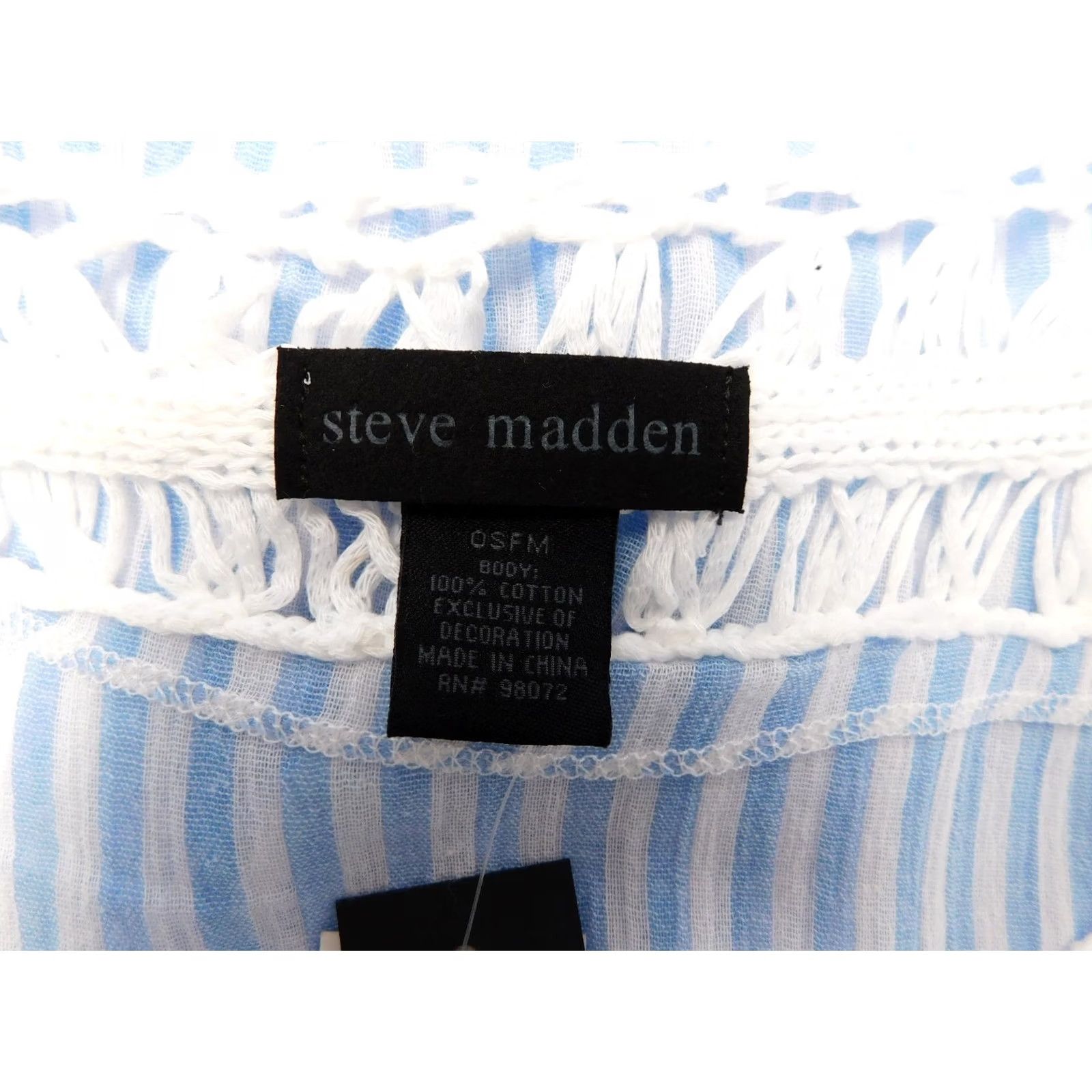Steve Madden Steve Madden Crochet Cotton Beach Tunic Swim Cover-up Chambray Stripe One Size Blue Women Cover Up Shirt Womens Beach Cover-Up Size ONE SIZE - 7 Thumbnail