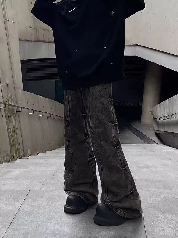 Japanese Brand × Jean Vintage side pleated micro-flare wide-leg jeans Size US 32 / EU 48 - 4 Thumbnail