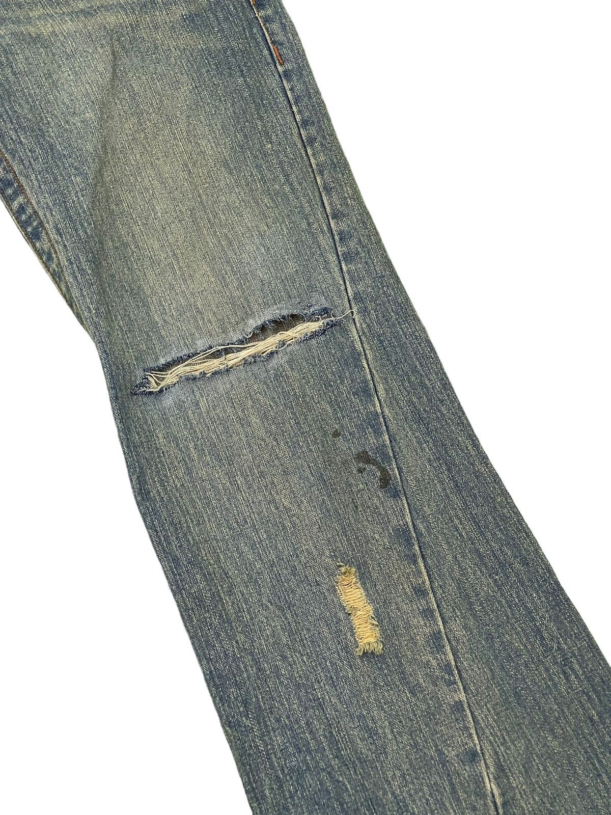 Japanese Brand Flare Jeans Rubber Soul Distress Boot Cut 8🟦0 Size US 33 - 7 Thumbnail