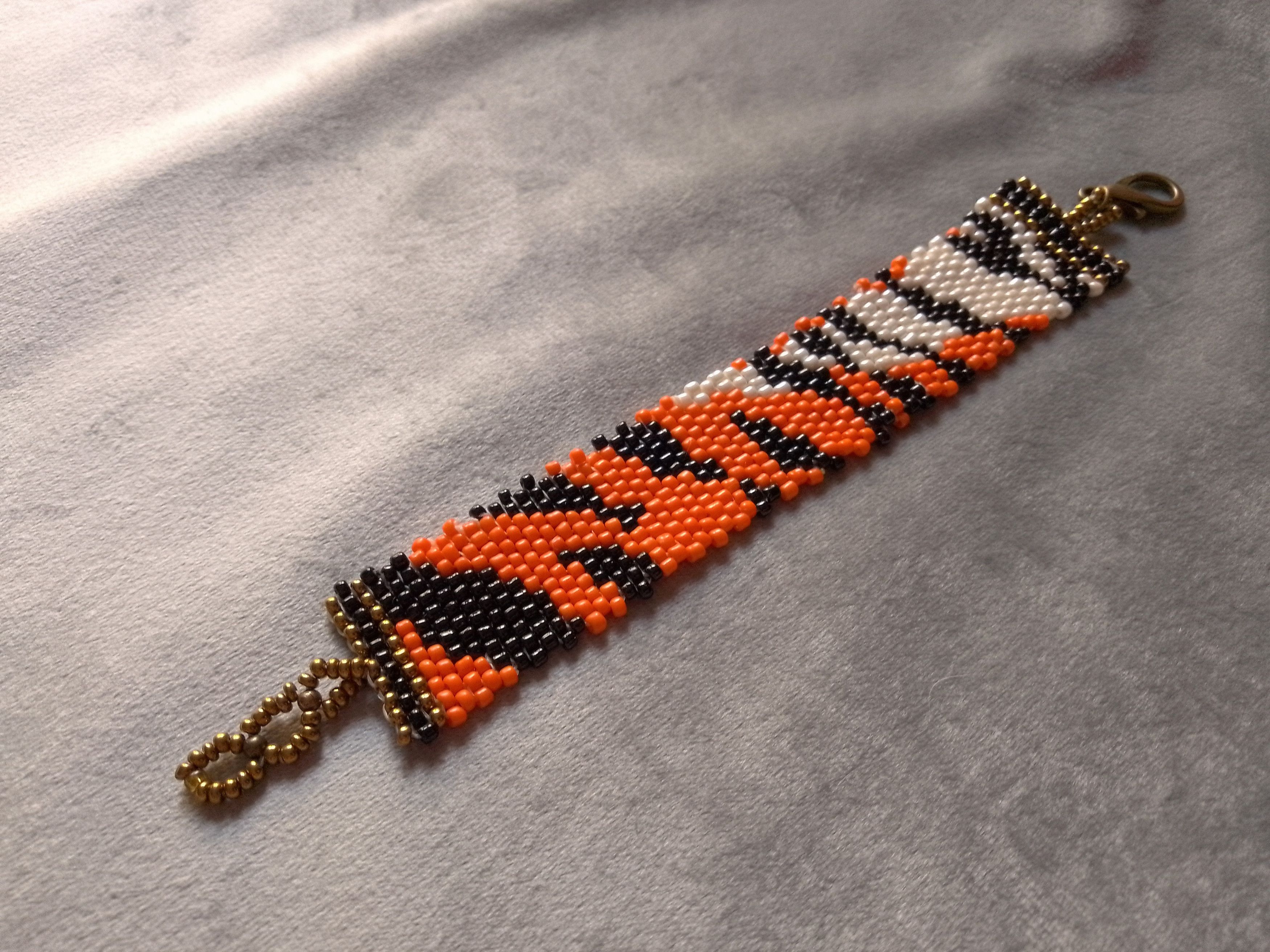 Handmade Bracelet Tiger Skin Beaded In Glass Ethnic Size ONE SIZE - 5 Thumbnail