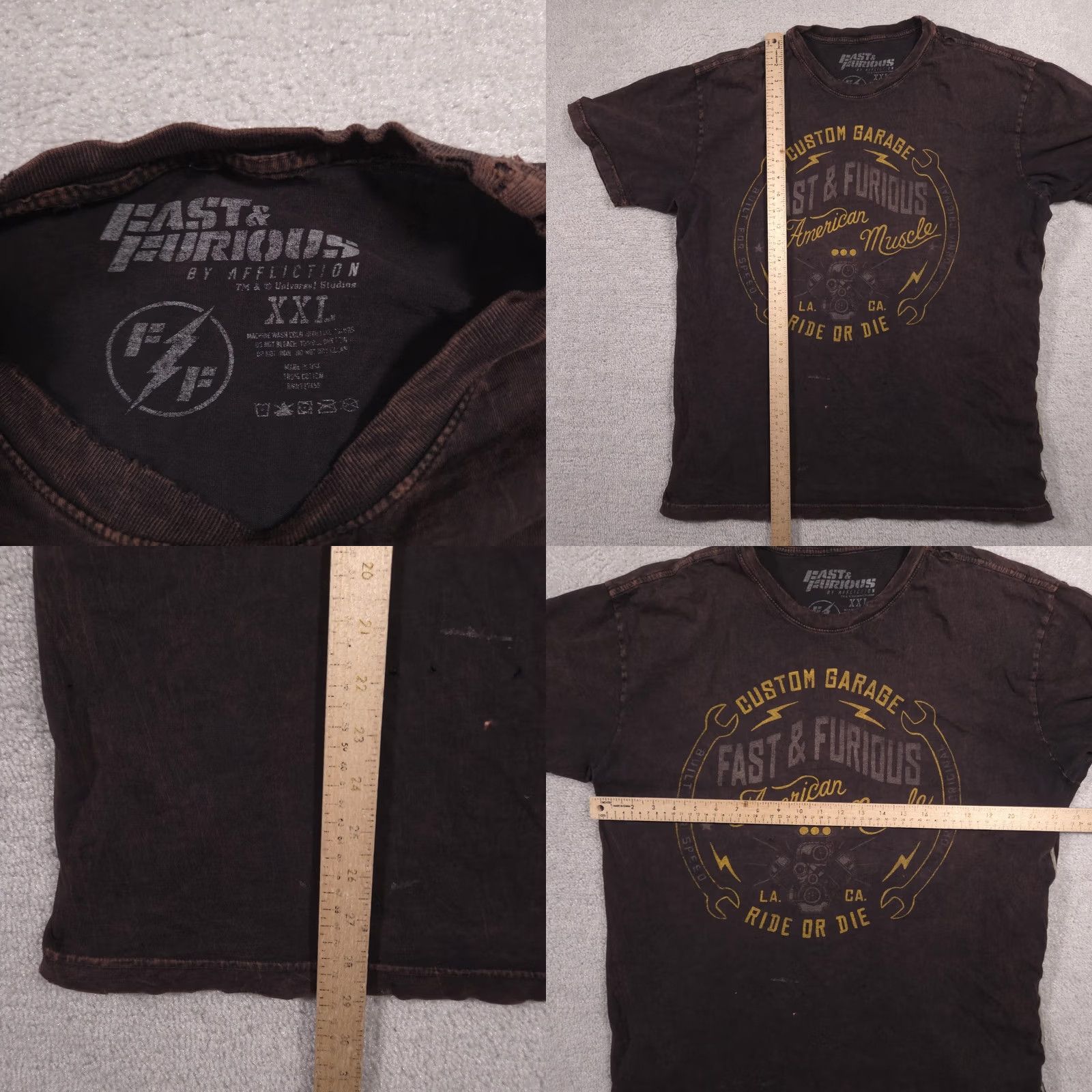 Affliction VINTAGE Fast & Furious Shirt Mens XXL Brown Custom Garage American Muscle Ride Or Die Size US XXL / EU 58 / 5 - 9 Thumbnail