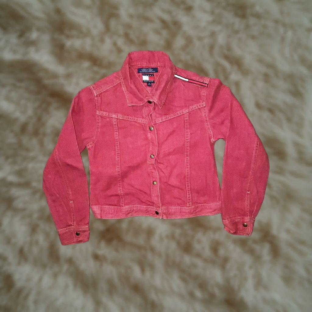 Tommy Hilfiger Tommy Hilfiger Jacket Juniors M Red Denim Cropped Casual Button Up Womens Small/Medium? Size M / US 6-8 / IT 42-44 - 1 Thumbnail