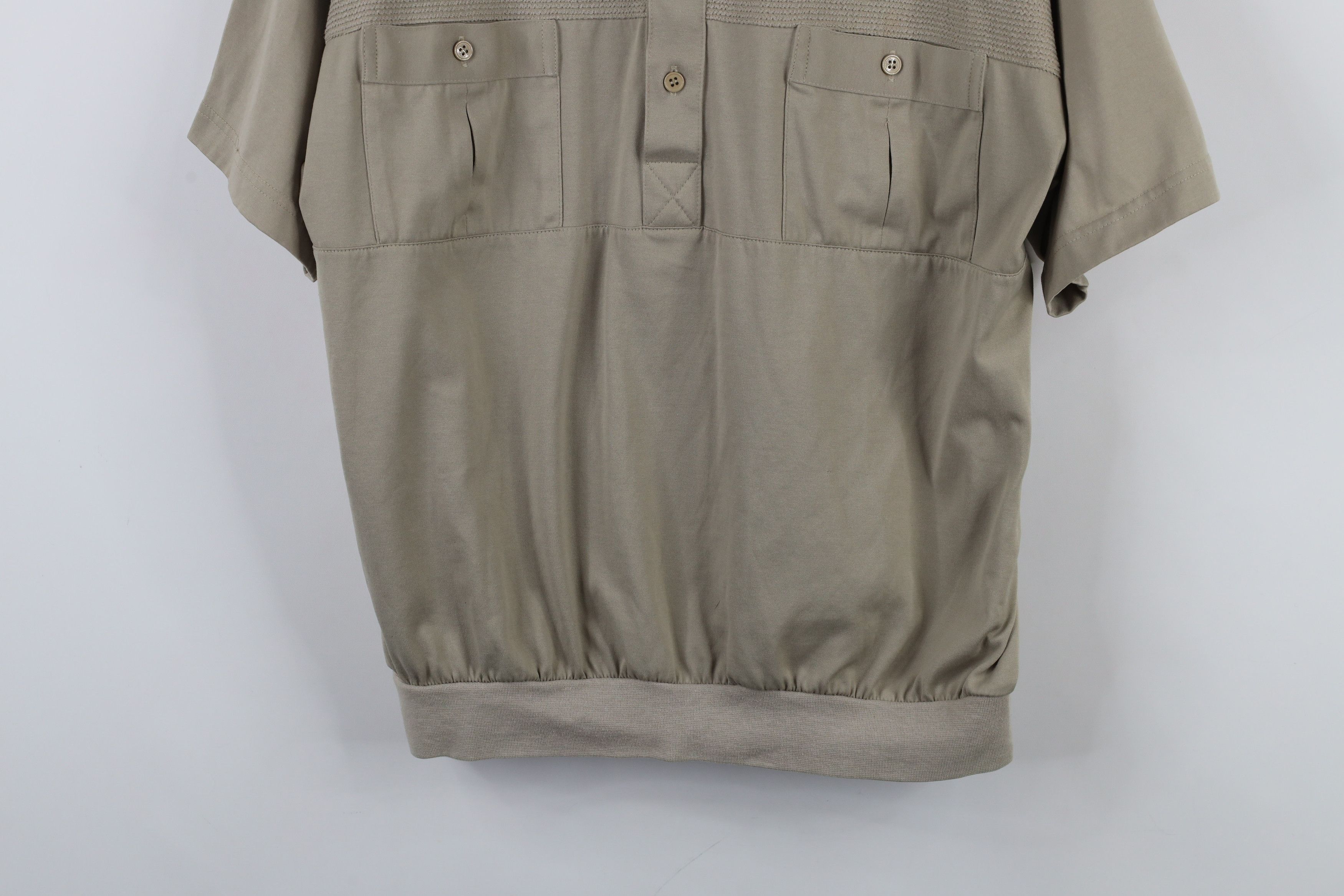 Vintage Vintage 90s Streetwear Ribbed Knit Pullover Polo Shirt Beige Size US M / EU 48-50 / 2 - 3 Thumbnail