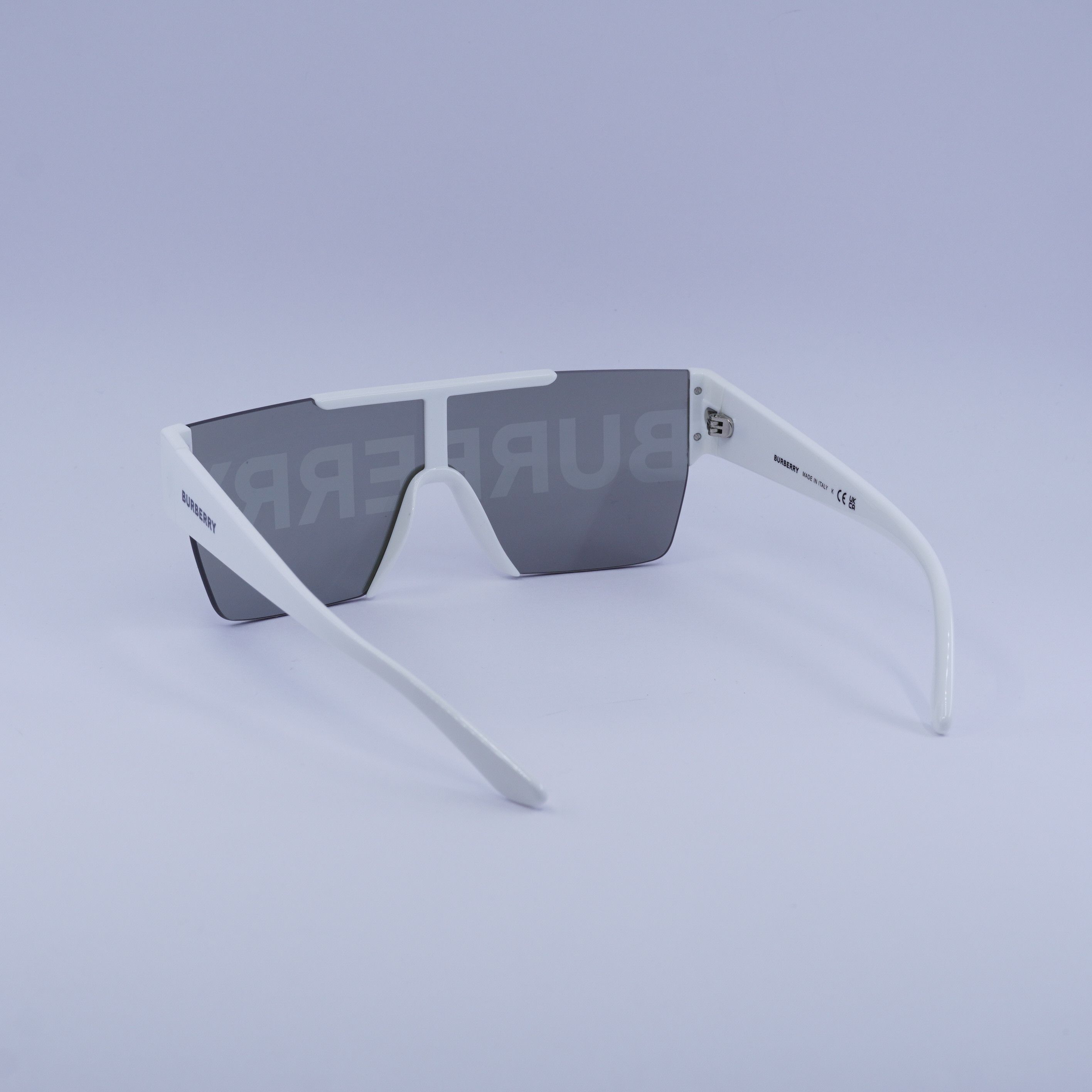 Burberry Burberry BE4291 3007/H Sunglasses White Shield Frame Size ONE SIZE - 5 Thumbnail