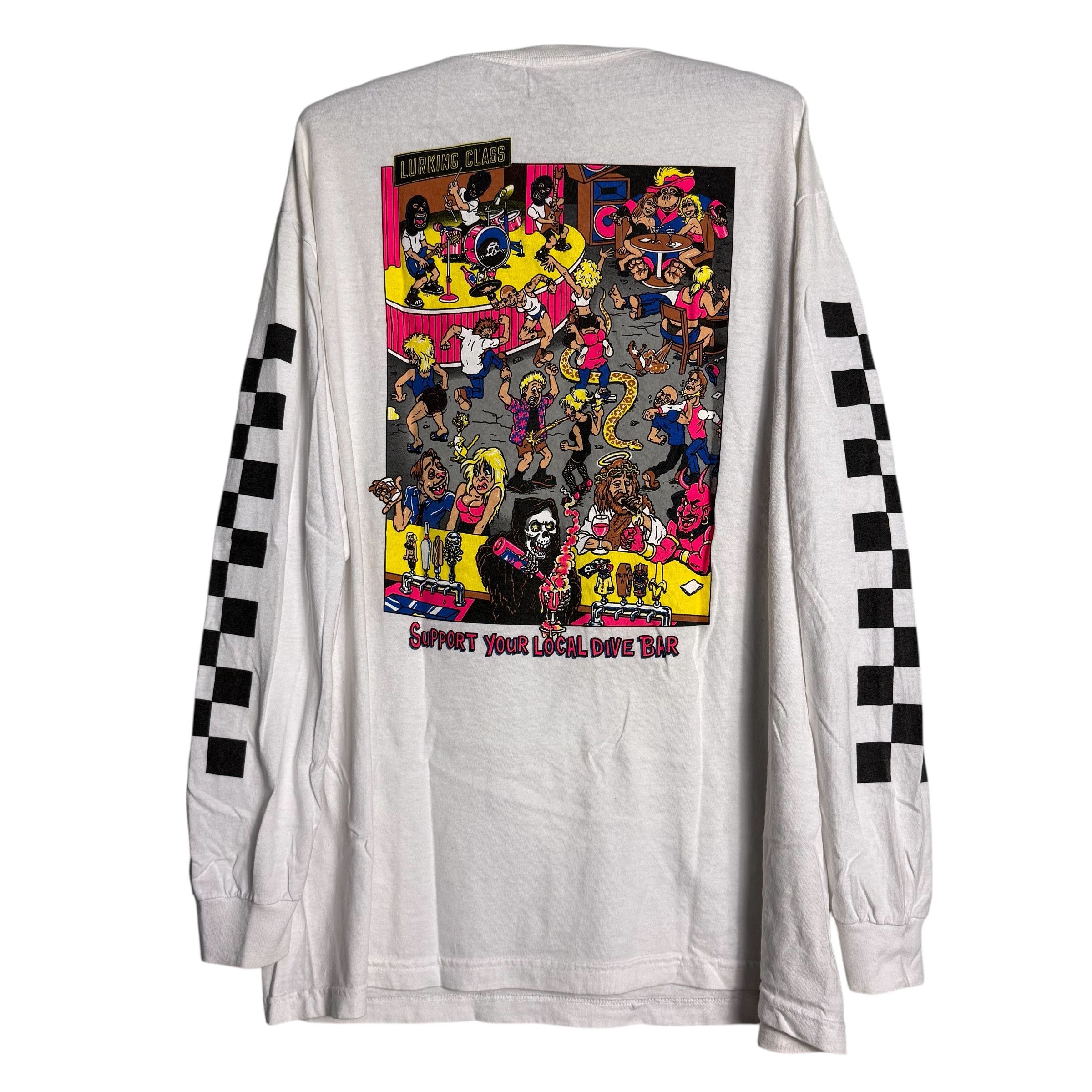 🔥RARE🔥Lurking Class Dive Bar Checkerboard Sleeve T-shirt