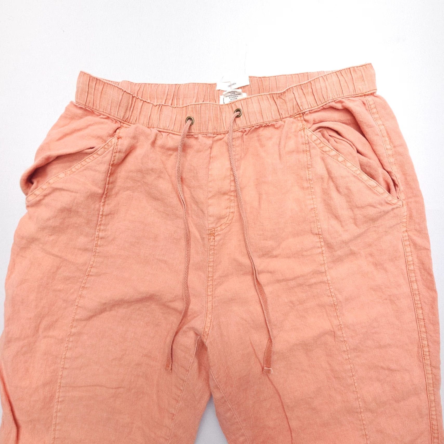 Nicole Miller Nicole Miller Pants Womens L Orange Linen 100% Pull On Bohemian Coastal Relaxed Tapered Casual 90s? Size 36" / US 14 / IT 50 - 3 Thumbnail