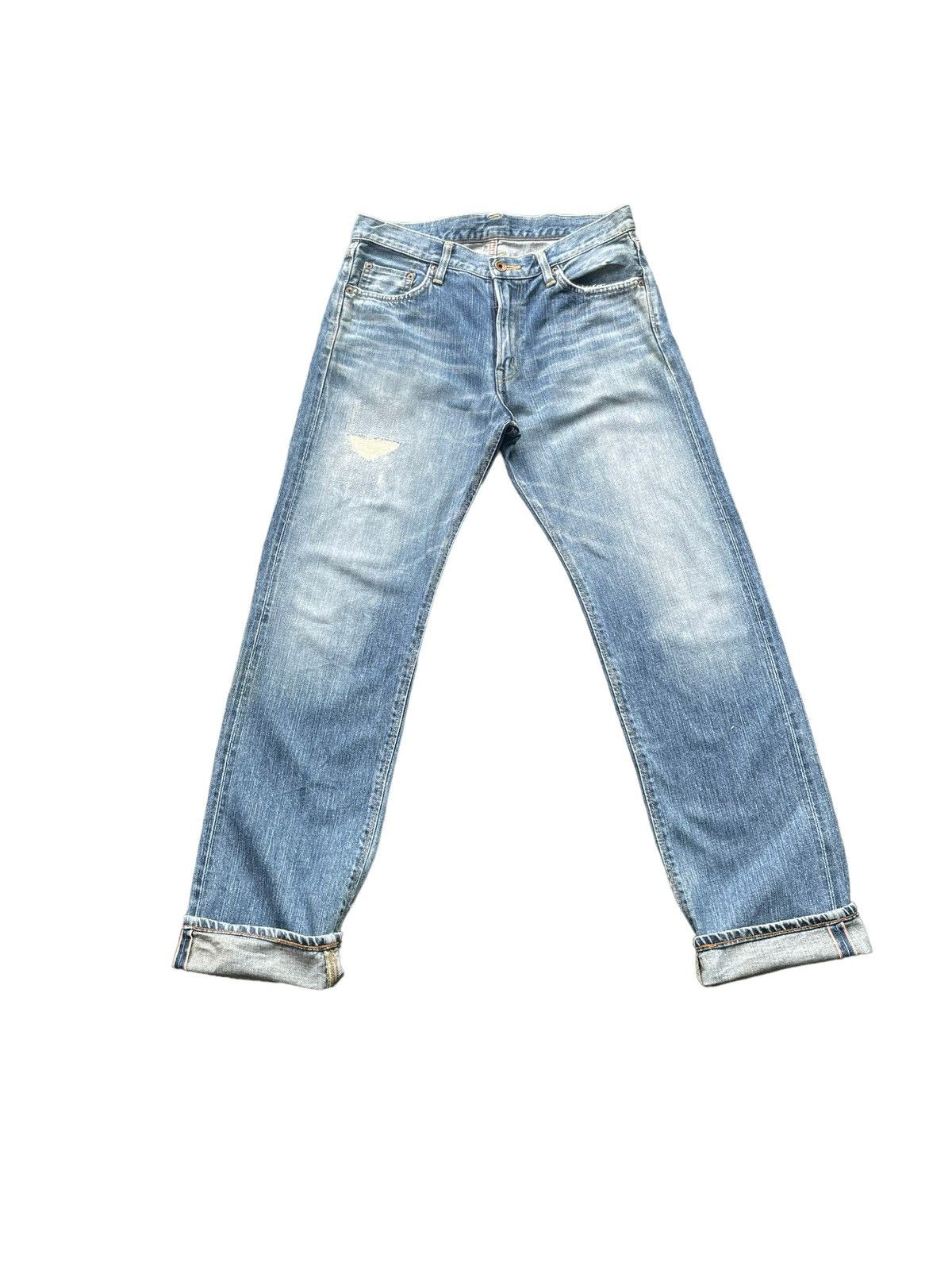 image of Distressed Denim x Edwin Vintage Edwin Selvedge Distresed Denim in Blue, Men's (Size 32)