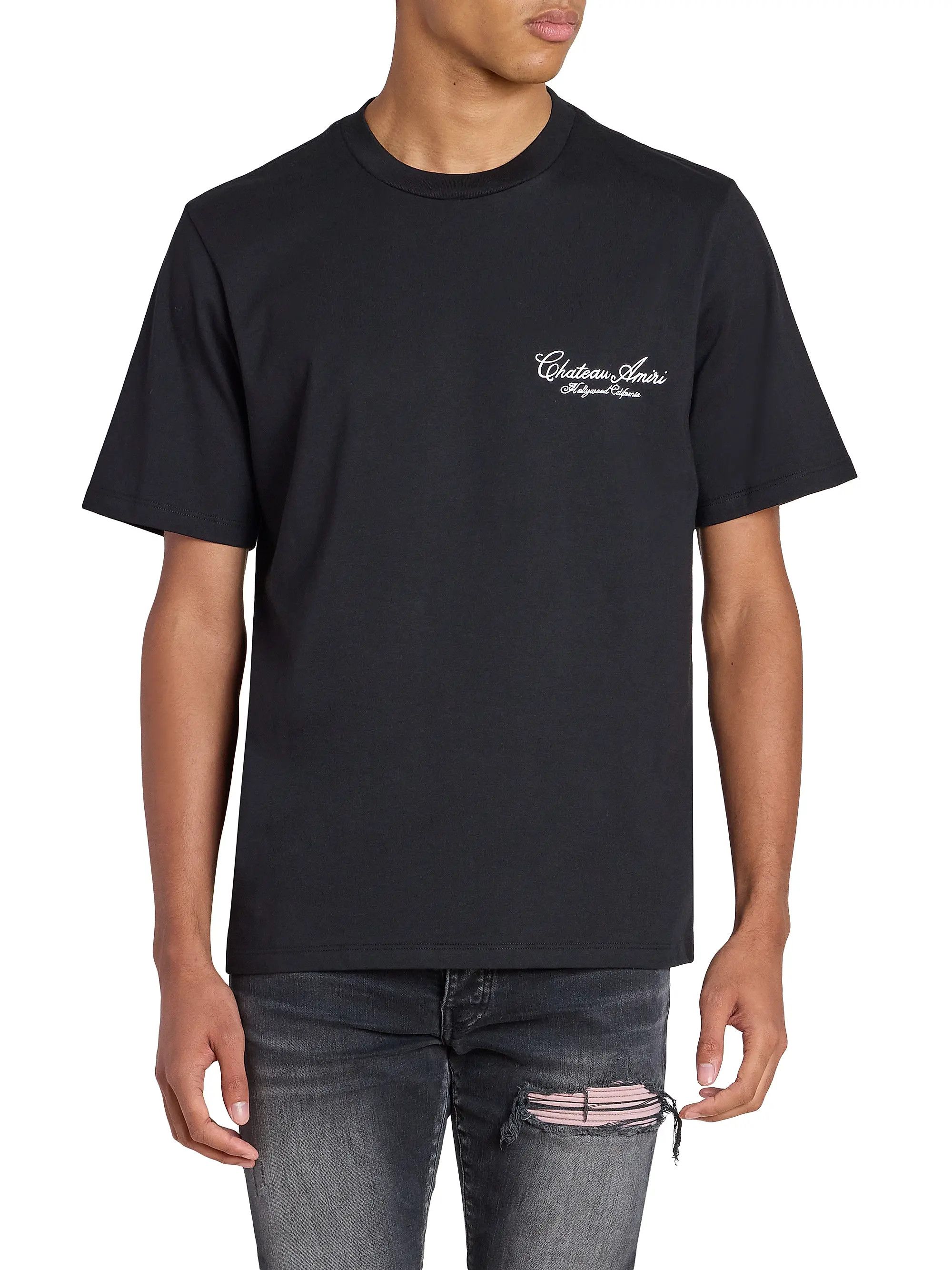 Amiri os11x0526 Chateau Script Crewneck T-Shirt in Black Size US XL / EU 56 / 4 - 3 Thumbnail