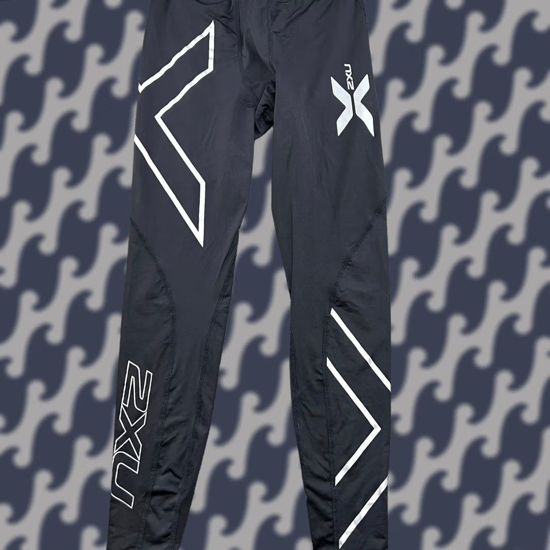 2XU 2XU Elite Mens Compression Pants M Black White Tights Athletic Drawstrings Sports Track Pants Mens Size US 31 - 1 Thumbnail