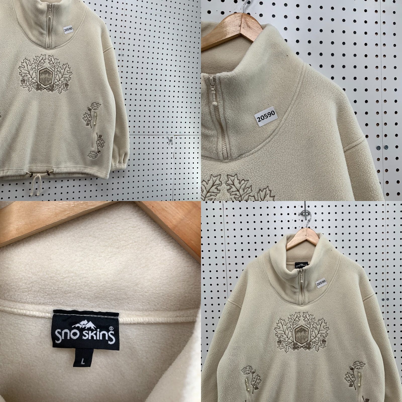 Vintage Sno Skins Fleece Shawl Neck Sweatshirt 1/4 Zip Pullover Women Large 27x29 LEAVES Size L / US 10 / IT 46 - 8 Thumbnail