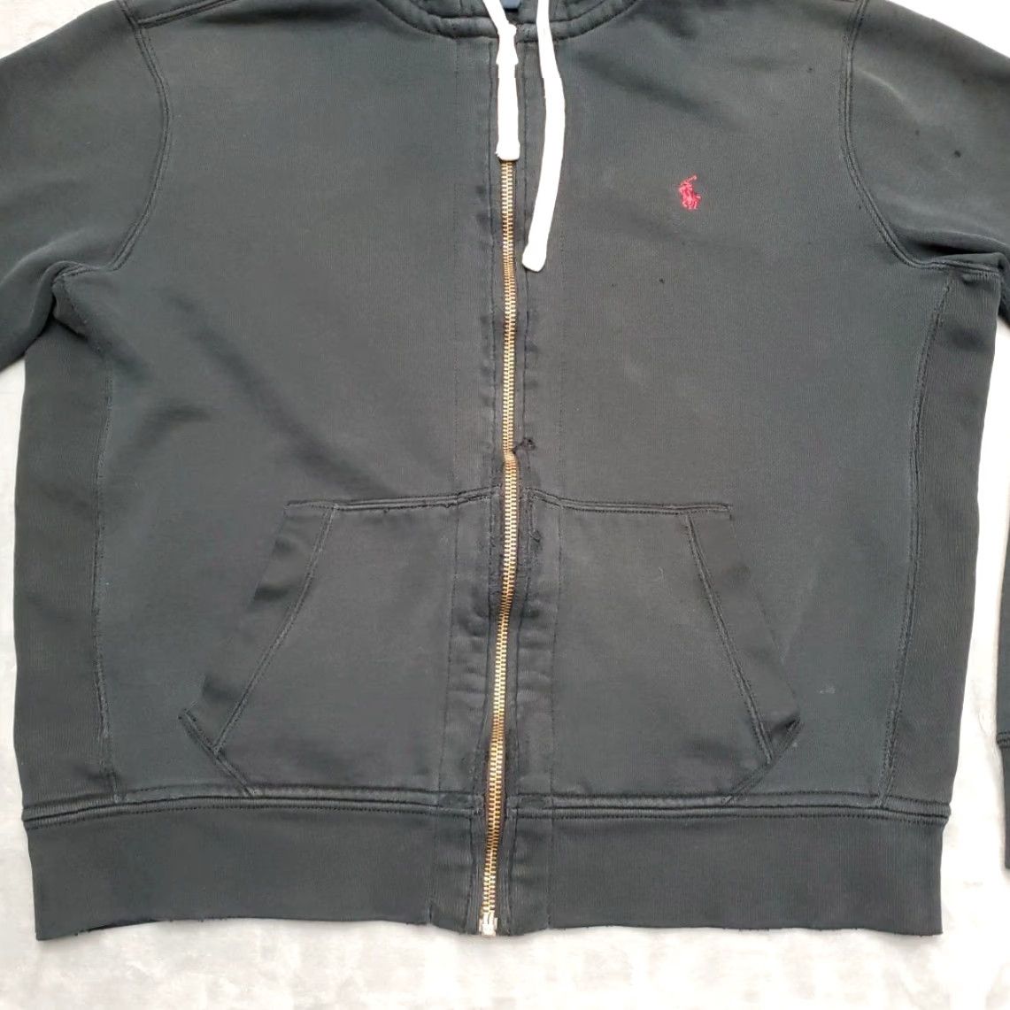 Polo Ralph Lauren Polo Ralph Lauren Hoodie Mens XL Black Full Zip Red Pony Logo Distressed Size US XL / EU 56 / 4 - 2 Thumbnail