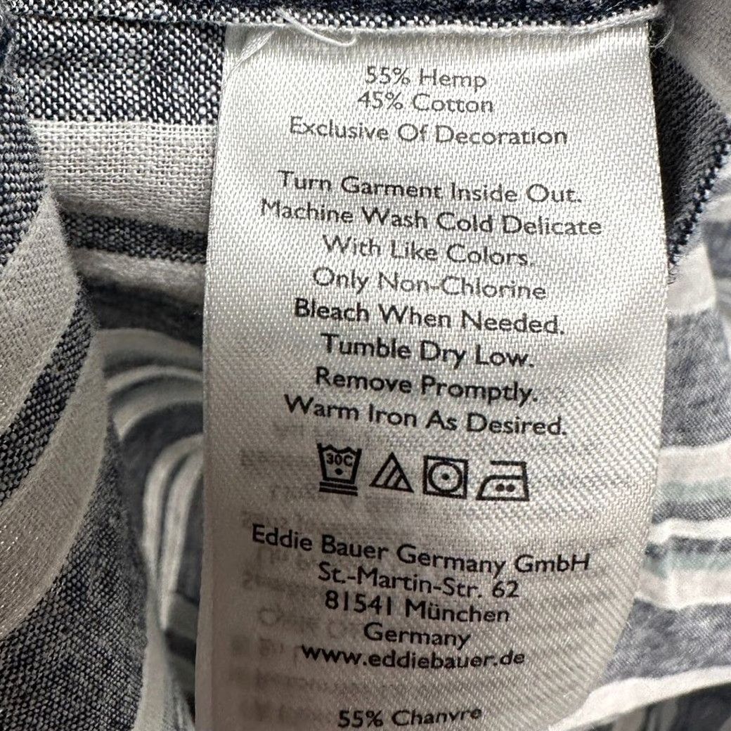 Eddie Bauer Eddie Bauer Button Up Shirt Mens XL Gray Blue Stripe Hemp Blend Short Sleeve NEW Size US XL / EU 56 / 4 - 5 Thumbnail