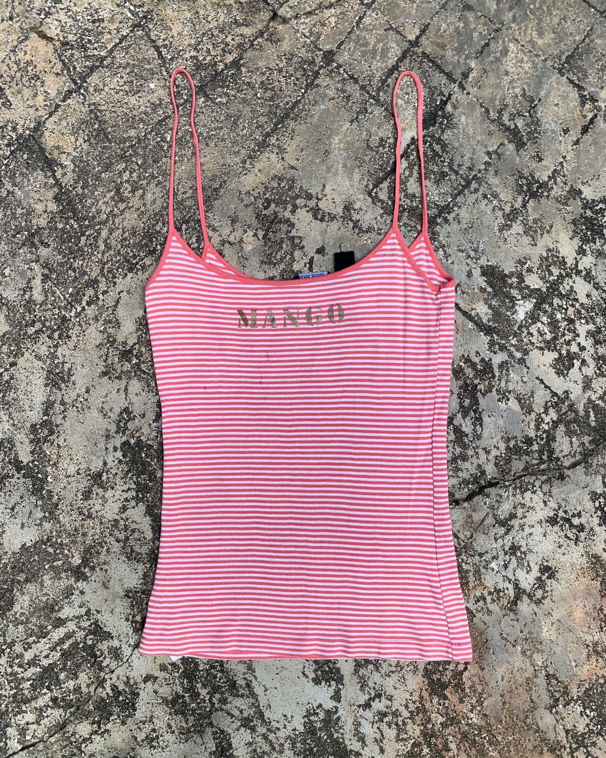 Mango y2k Mango MNG Pink Stripes Low Cotton Tank Top Size S / US 4 / IT 40 - 1 Thumbnail