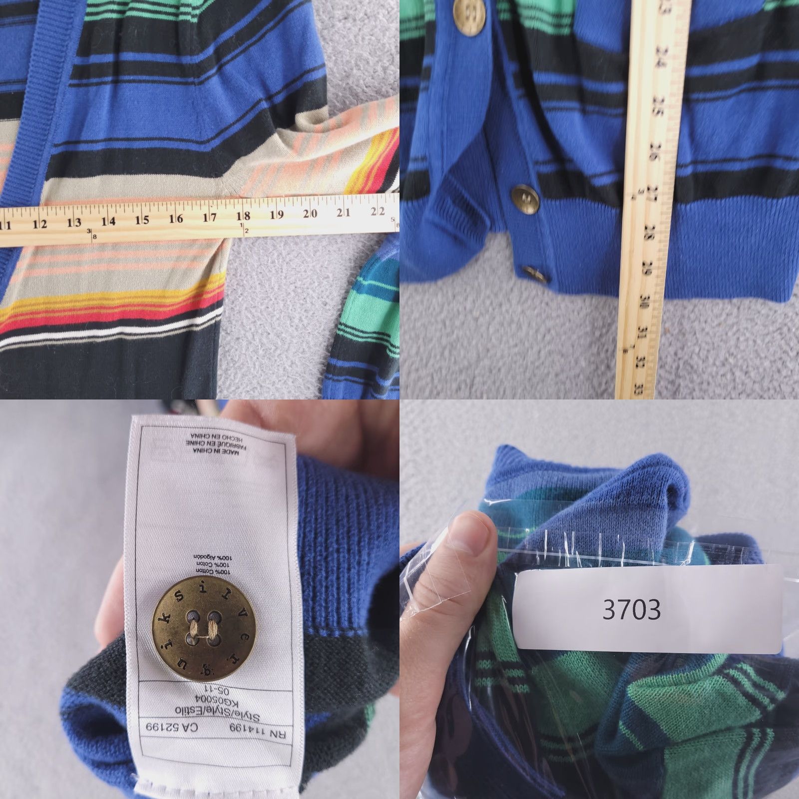 Quiksilver Quiksilver Cardigan Sweater Womens Small Knit Button Front Stripe Multicolor Colorful Long Sleeve Size S / US 4 / IT 40 - 8 Thumbnail