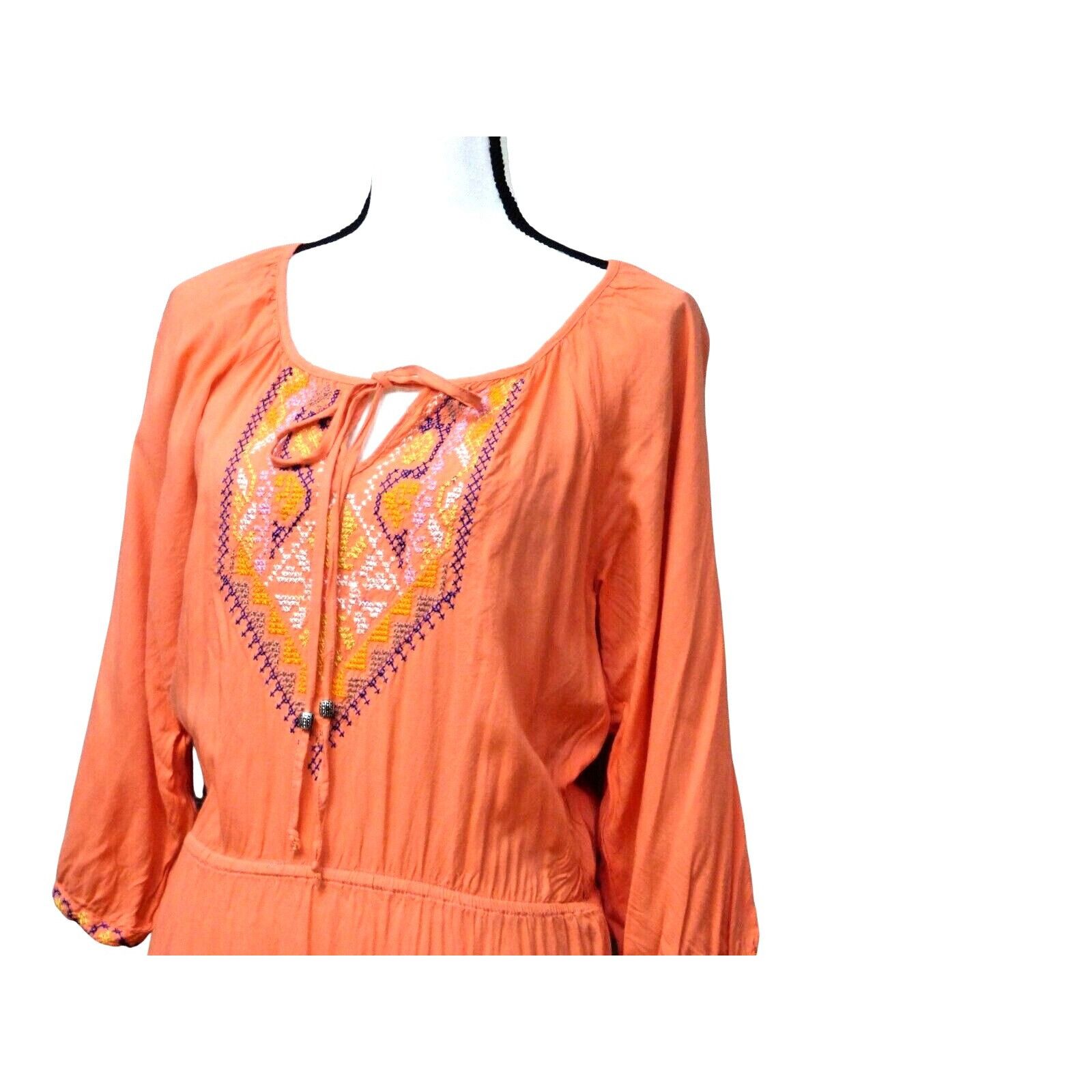 Other Angie Junior’s Elasticized Waist ¾ Sleeve tunic dress, Salmo Size ONE SIZE - 3 Thumbnail