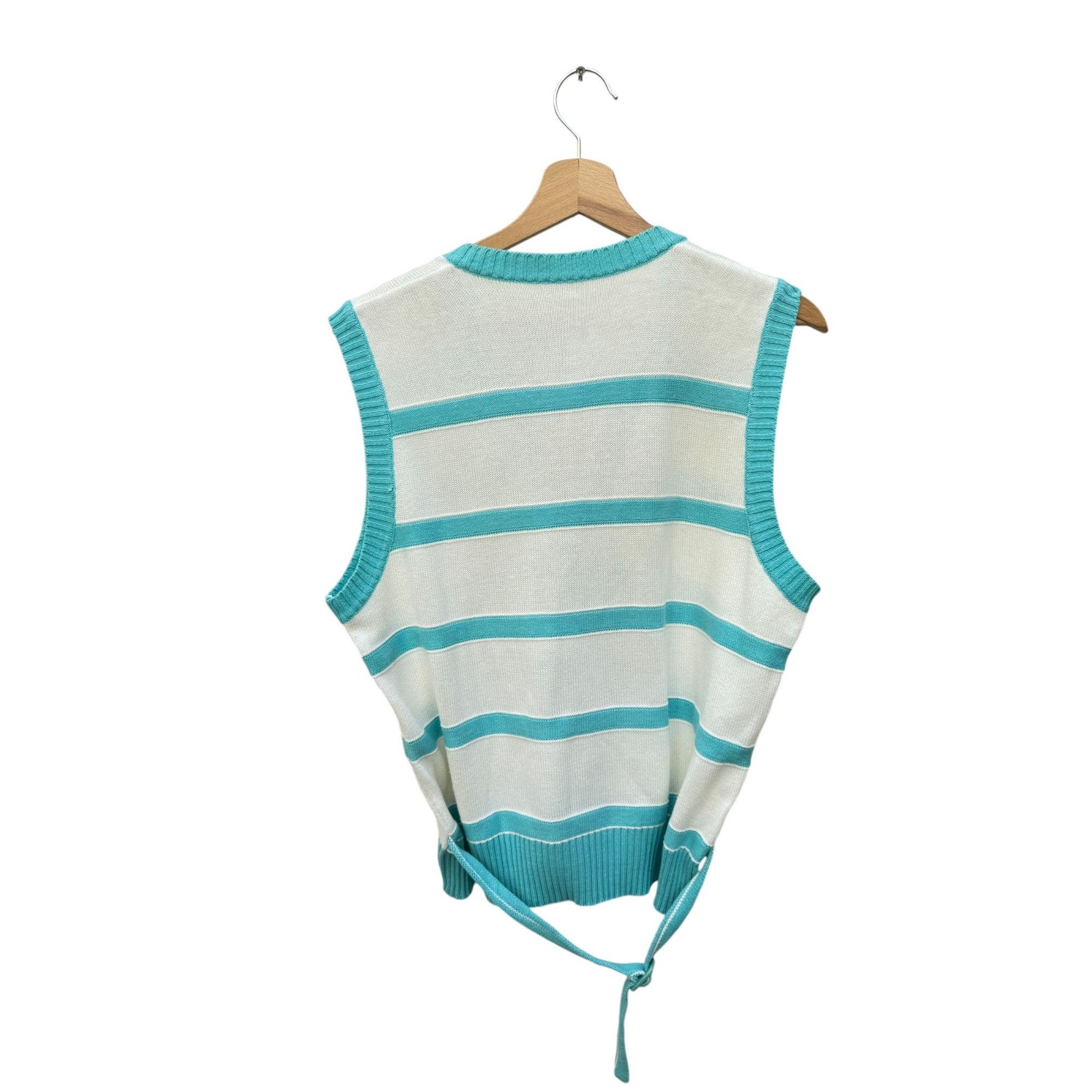 Courreges Vintage Blue White Knitted Vest Sweater Size M / US 6-8 / IT 42-44 - 2 Thumbnail