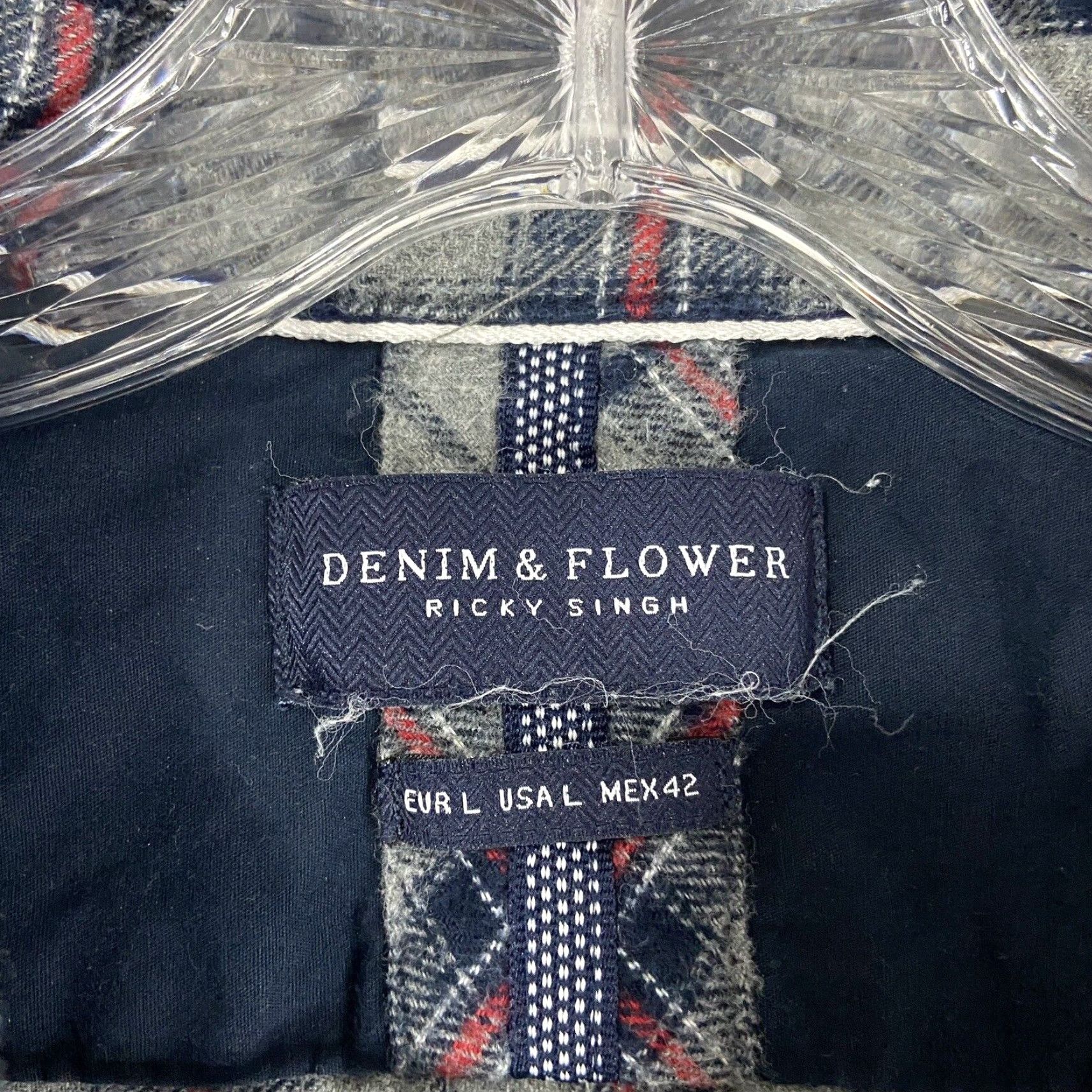 Denime DENIM & FLOWER Ricky Singh Gray Plaid Flannel Shirt Men’s L Long Sleeve Size US L / EU 52-54 / 3 - 6 Thumbnail