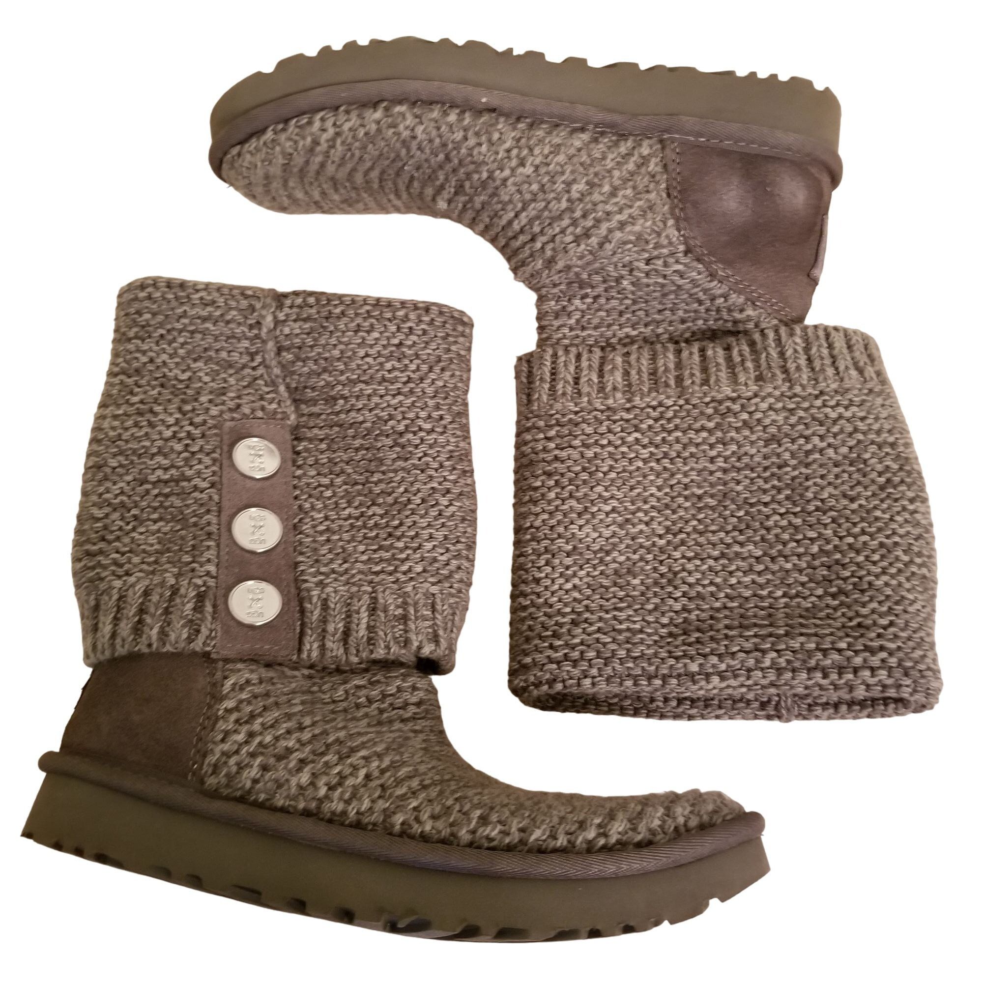 Ugg Ugg 7 Gray PURL CARDY Knit Winter Boots Fold Over Slouch Con Size US 7 / IT 37 - 3 Thumbnail