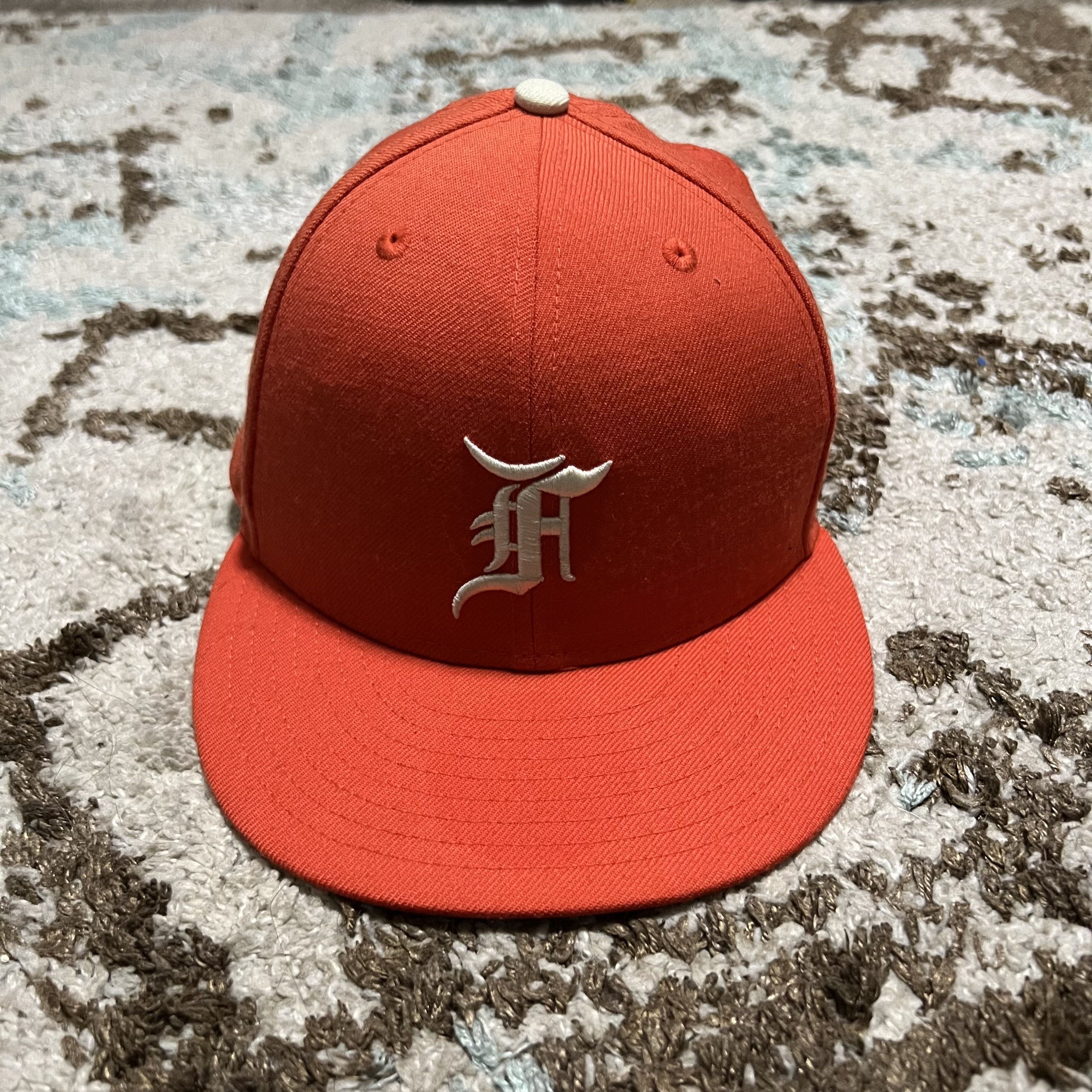 Fear of God × New Era Essentials Fear Of God New Era Fitted Cap Size 7 1/2  Orange | Grailed