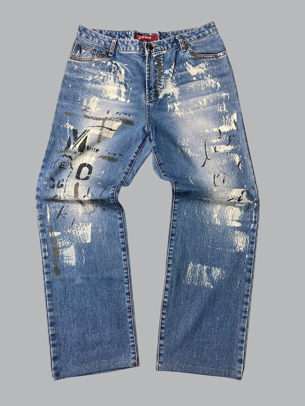 Hysteric Glamour × Japanese Brand × PPFM KINGSON Art Painted Unique Jeans Size US 35 - 1 Thumbnail
