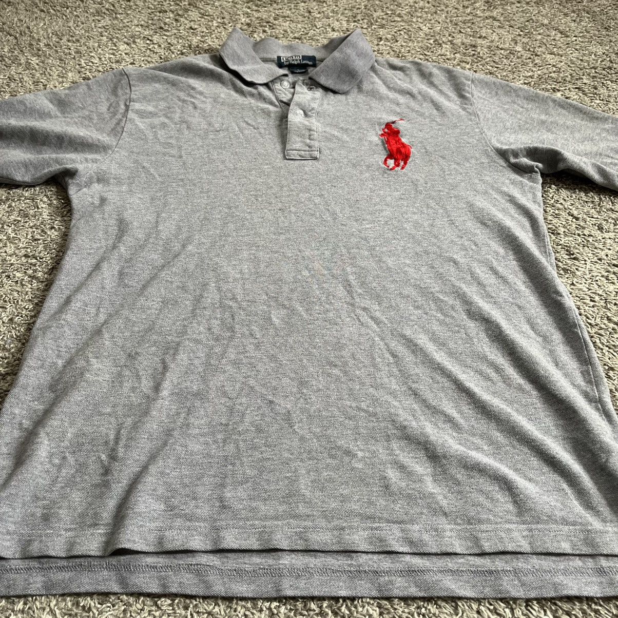 Polo Ralph Lauren 🔴Polo Ralph Lauren Shirt Size Large Gray Red Big Polo Size US L / EU 52-54 / 3 - 8 Thumbnail