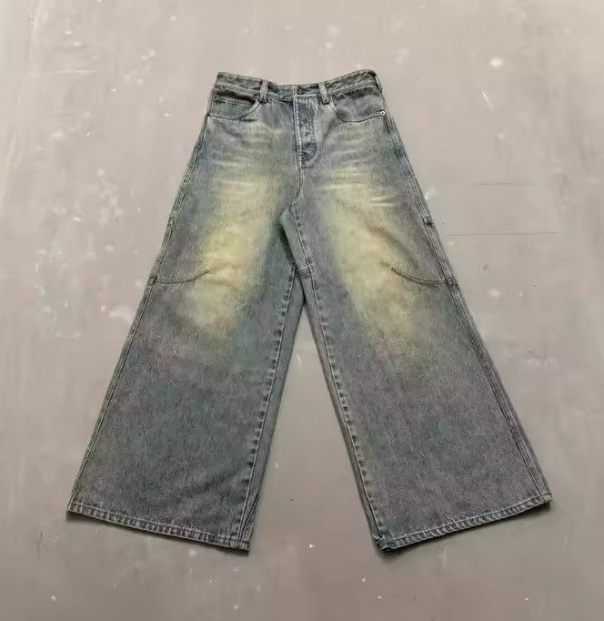 Japanese Brand Retro Washed Blue Straight Cut Baggy Jeans Size US 36 / EU 52 - 3 Thumbnail