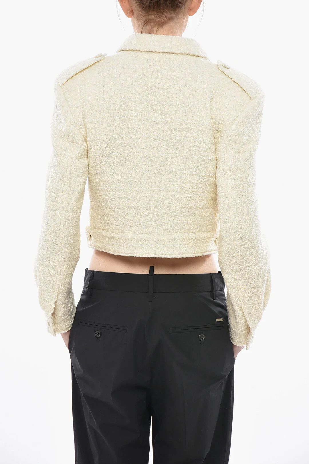 Givenchy og1mm0326 Short Tweed Coat in White Size S / US 4 / IT 40 - 2 Thumbnail